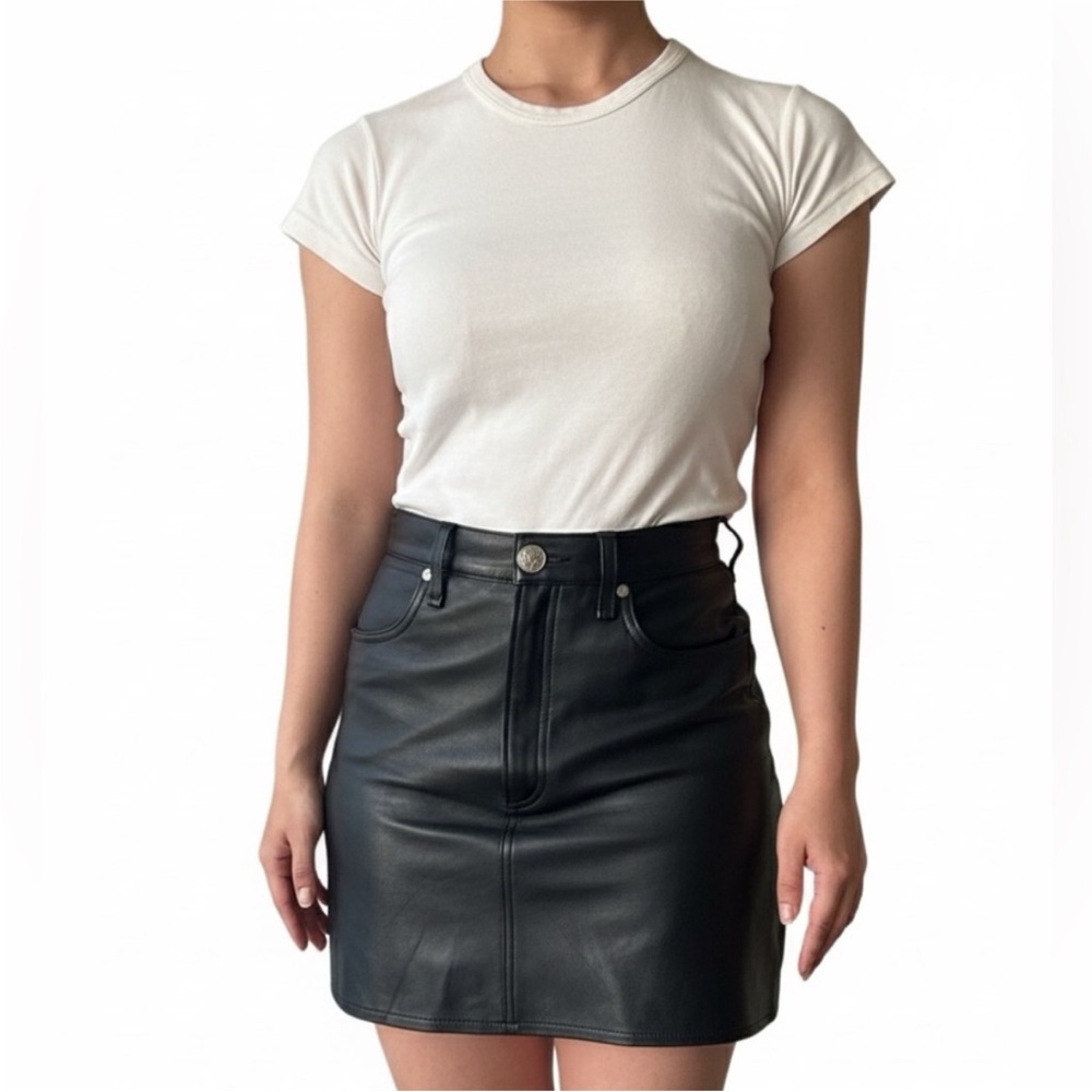 rag & bone Black lamb Leather mini skirt
